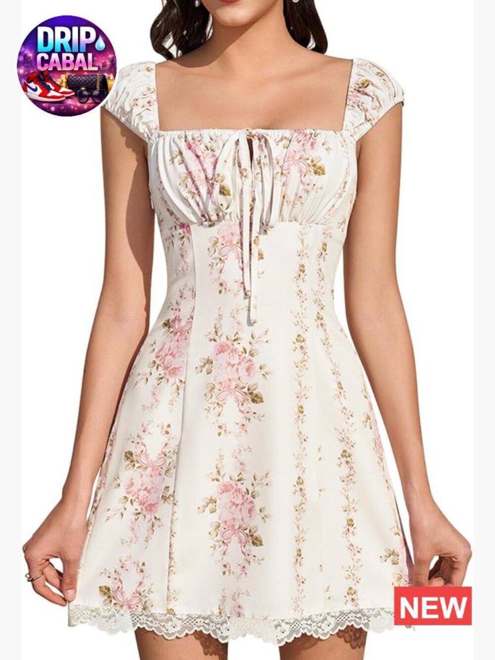 Corset Floral Mini Dress Lace Up Square Neck Summer Graduation Short Dresses